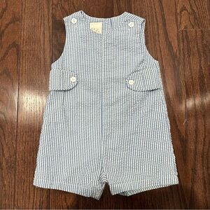 PA Classics Blue and White striped seersucker playsuit size 12m